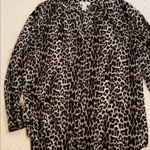 Cheetah print tunic, size L, long sleeve, like new